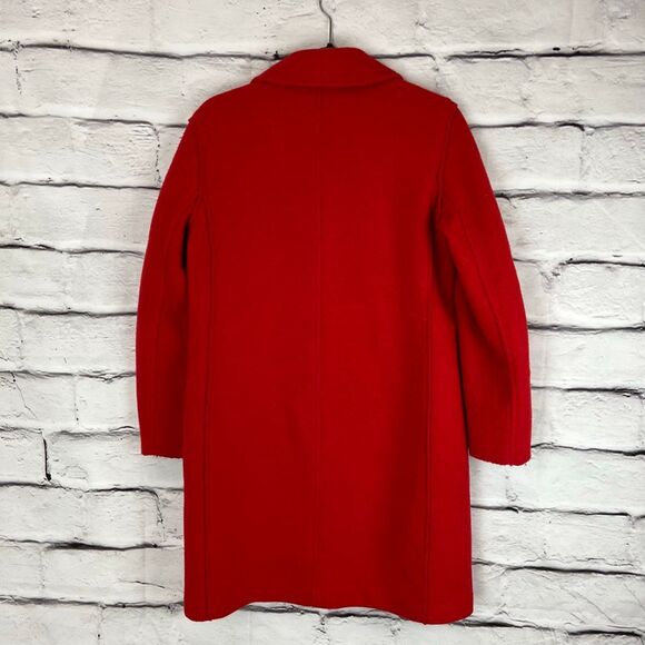 J. Crew Women's Red Boiled Wool Overcoat Size 4 Long Sleeve Casual - Picture 9 of 9
